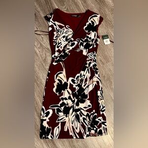 Ralph Lauren Sleeveless Dress - Burgundy and Black Floral NEW with tags Size 8